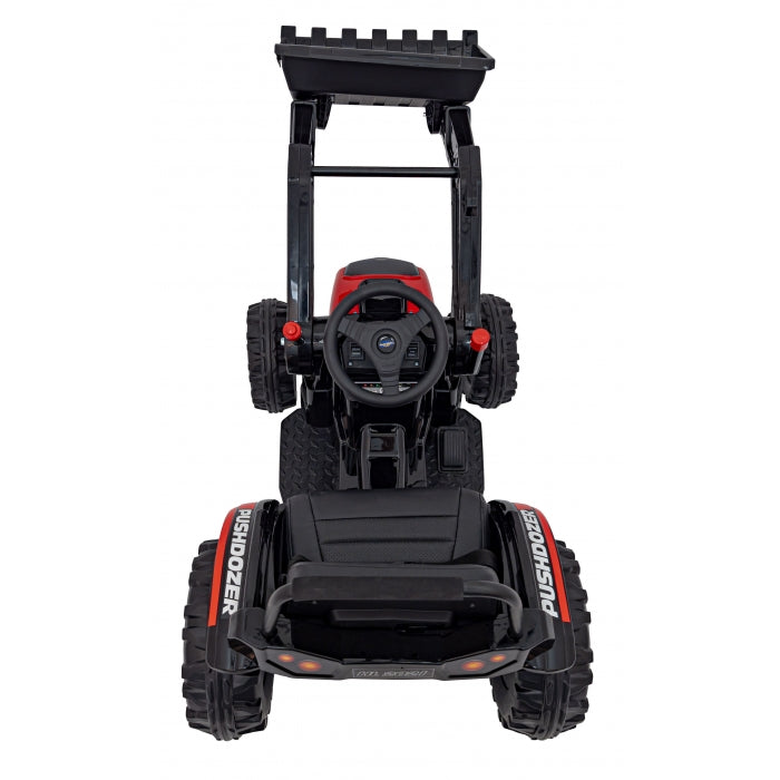 Excavator electric cu brat mobil HL389, roti EVA, scaun tapitat, 124x65x65 cm, putere 70W - Rosu