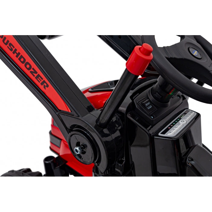 Excavator electric cu brat mobil HL389, roti EVA, scaun tapitat, 124x65x65 cm, putere 70W - Rosu