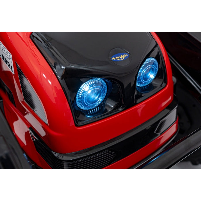 Excavator electric cu brat mobil HL389, roti EVA, scaun tapitat, 124x65x65 cm, putere 70W - Rosu