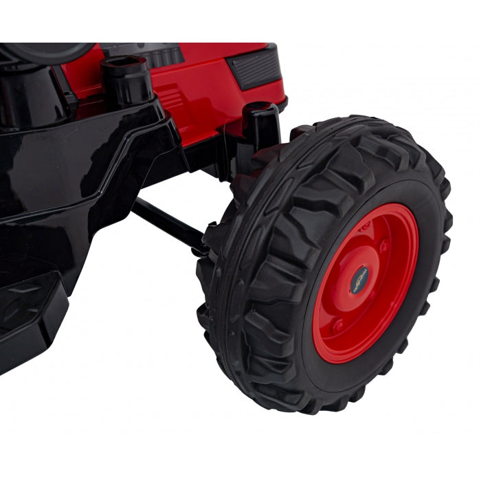 Excavator electric cu brat mobil HL389, roti EVA, scaun tapitat, 124x65x65 cm, putere 70W - Rosu