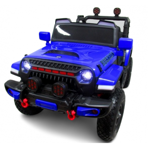 Masinuta electrica cu telecomanda si functie de balansare Jeep X7 4X4, 115x58x66 cm, varsta 2-5 ani, scaun tapitat, roti gonflabile, putere 140W, R-Sport - Albastru