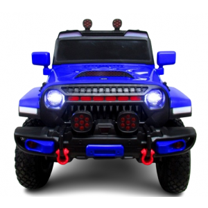 Masinuta electrica cu telecomanda si functie de balansare Jeep X7 4X4, 115x58x66 cm, varsta 2-5 ani, scaun tapitat, roti gonflabile, putere 140W, R-Sport - Albastru