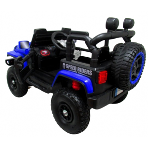 Masinuta electrica cu telecomanda si functie de balansare Jeep X7 4X4, 115x58x66 cm, varsta 2-5 ani, scaun tapitat, roti gonflabile, putere 140W, R-Sport - Albastru