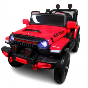 Masinuta electrica cu telecomanda si functie de balansare Jeep X7 4X4, 115x58x66 cm, varsta 2-5 ani, scaun tapitat, roti gonflabile, putere 140W, R-Sport - Rosu