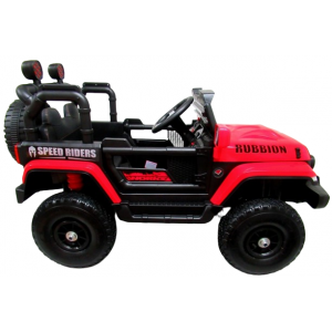 Masinuta electrica cu telecomanda si functie de balansare Jeep X7 4X4, 115x58x66 cm, varsta 2-5 ani, scaun tapitat, roti gonflabile, putere 140W, R-Sport - Rosu