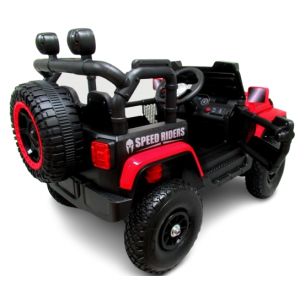 Masinuta electrica cu telecomanda si functie de balansare Jeep X7 4X4, 115x58x66 cm, varsta 2-5 ani, scaun tapitat, roti gonflabile, putere 140W, R-Sport - Rosu