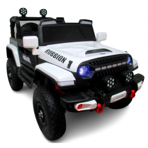 Masinuta electrica cu telecomanda si functie de balansare Jeep X7 4X4, 115x58x66 cm, varsta 2-5 ani, scaun tapitat, roti gonflabile, putere 140W, R-Sport - Alb