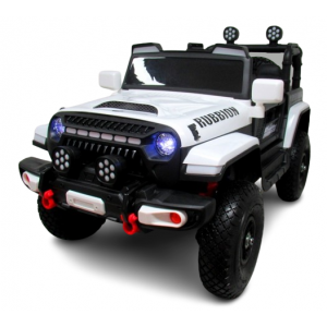 Masinuta electrica cu telecomanda si functie de balansare Jeep X7 4X4, 115x58x66 cm, varsta 2-5 ani, scaun tapitat, roti gonflabile, putere 140W, R-Sport - Alb