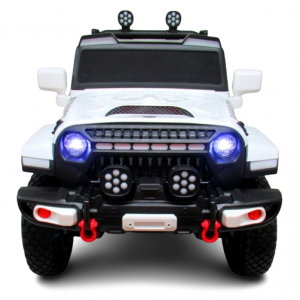 Masinuta electrica cu telecomanda si functie de balansare Jeep X7 4X4, 115x58x66 cm, varsta 2-5 ani, scaun tapitat, roti gonflabile, putere 140W, R-Sport - Alb