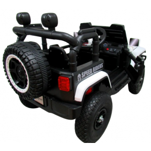 Masinuta electrica cu telecomanda si functie de balansare Jeep X7 4X4, 115x58x66 cm, varsta 2-5 ani, scaun tapitat, roti gonflabile, putere 140W, R-Sport - Alb