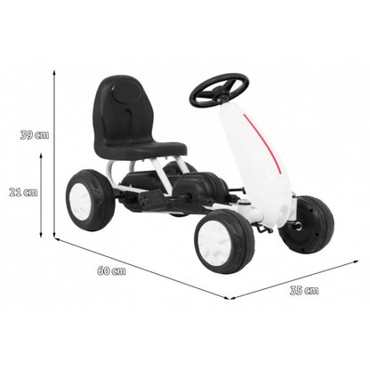 Kart cu pedale, roti si scaun din plastic B001, 60x35x39 cm, Gokart - Alb