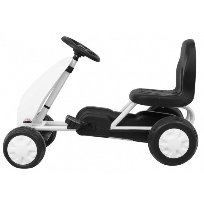 Kart cu pedale, roti si scaun din plastic B001, 60x35x39 cm, Gokart - Alb