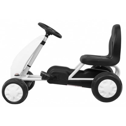 Kart cu pedale, roti si scaun din plastic B001, 60x35x39 cm, Gokart - Alb