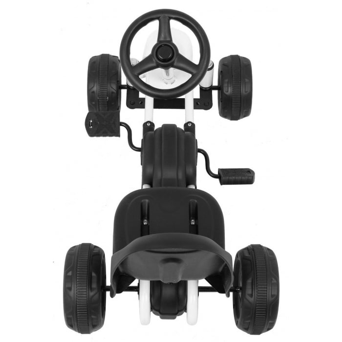 Kart cu pedale, roti si scaun din plastic B001, 60x35x39 cm, Gokart - Alb