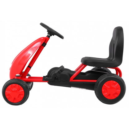 Kart cu pedale, roti si scaun din plastic B001, 60x35x39 cm, Gokart - Rosu