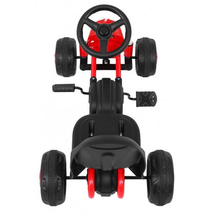 Kart cu pedale, roti si scaun din plastic B001, 60x35x39 cm, Gokart - Rosu