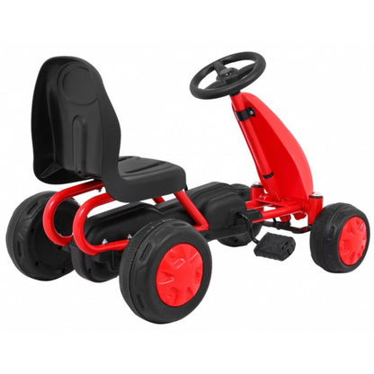 Kart cu pedale, roti si scaun din plastic B001, 60x35x39 cm, Gokart - Rosu