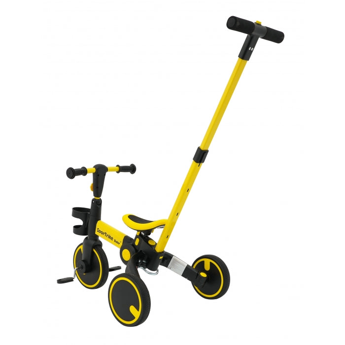 Tricicleta cu pedale 3 in 1 si roti din cauciuc SporTrike - Galben
