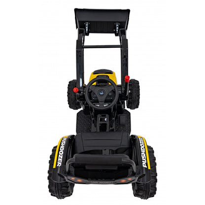 Excavator electric cu brat mobil HL389, roti EVA, scaun tapitat, 124x65x65 cm, putere 70W - Galben