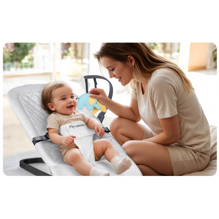 Balansoar pentru copii 2 in 1 cu jucarii, Nukido 705201, Gri deschis