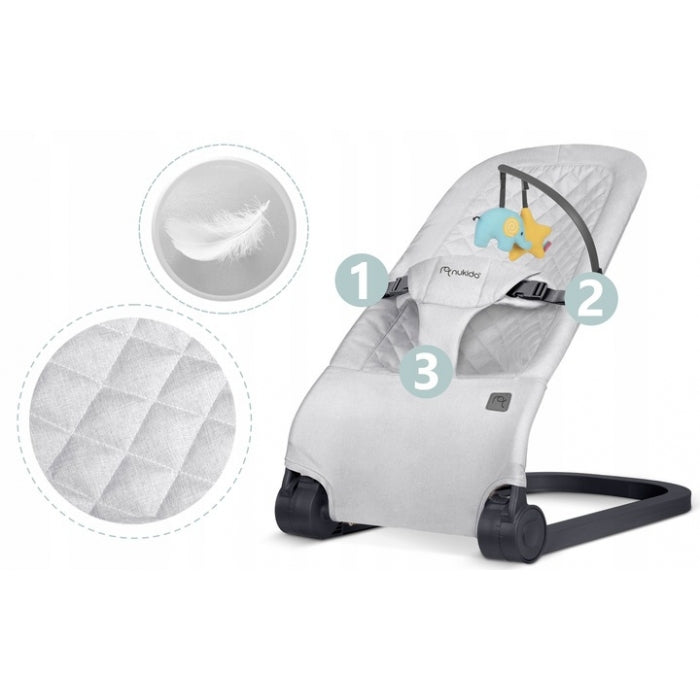 Balansoar pentru copii 2 in 1 cu jucarii, Nukido 705201, Gri deschis