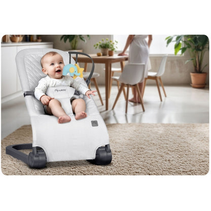 Balansoar pentru copii 2 in 1 cu jucarii, Nukido 705201, Gri deschis