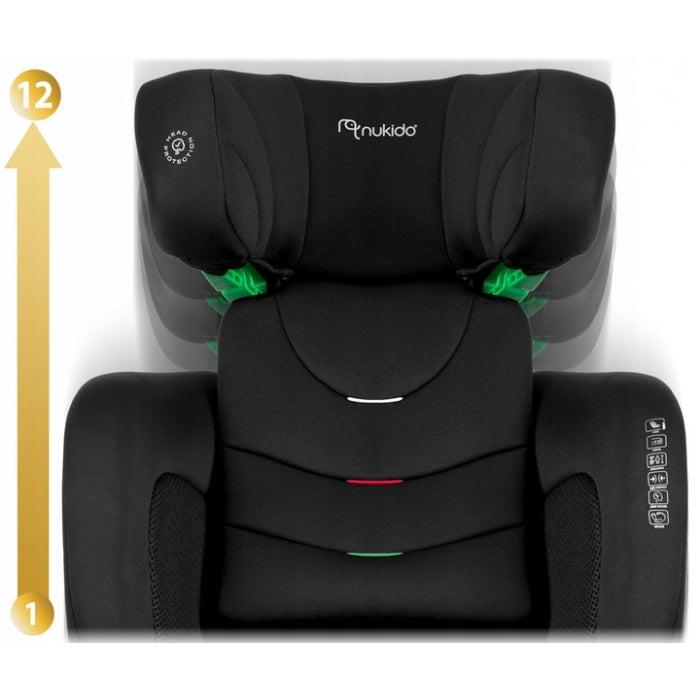 Scaun auto cu ISOFIX Nukido Louis Soft, Grupa 100-150 cm (15-36 Kg), i-Size, omologare R129 - Negru