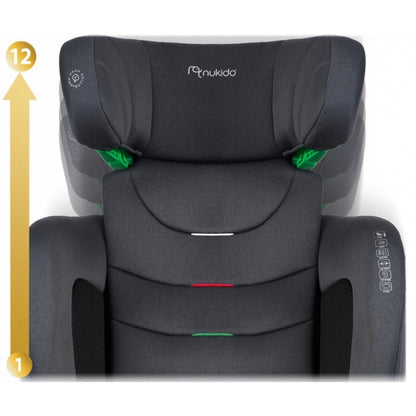 Scaun auto cu ISOFIX Nukido Louis Soft, Grupa 100-150 cm (15-36 Kg), i-Size, omologare R129 - Negru Gri