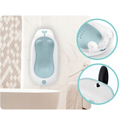 Cadita de baie cu dop de scurgere, suport cu insertie si termometru Ricokids RK-282 - Albastru