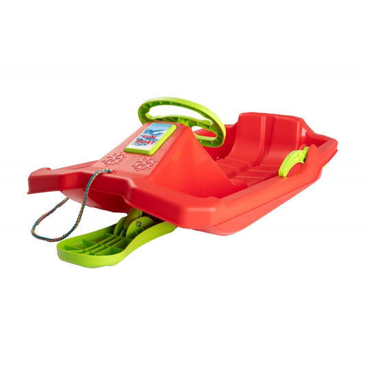 Sanie copii Marmat Niko cu manere, frana si volan - Rosu