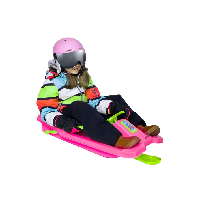 Sanie copii Marmat Niko cu manere, frana si volan - Roz