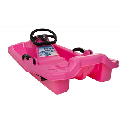 Sanie copii Marmat Niko cu manere, frana si volan - Roz