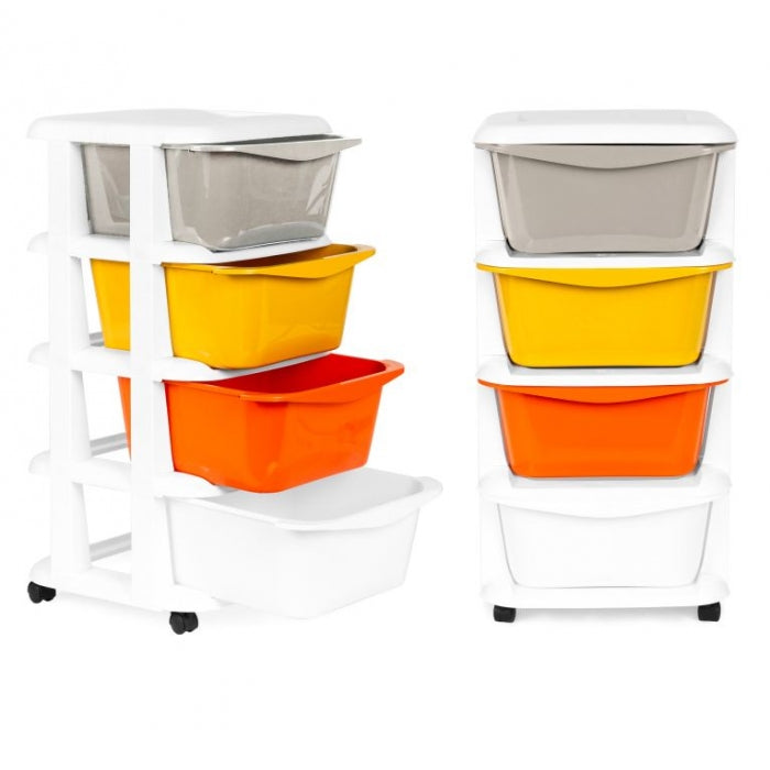 Raft pe roti cu 4 compartimente pentru depozitarea jucariilor ModernHome - Multicolor