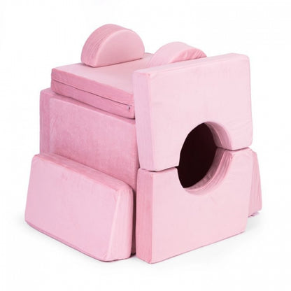 Canapea extensibila modulara pentru copii, 2 locuri, 10 bucati, Ecotoys TMSRT-15 - Roz