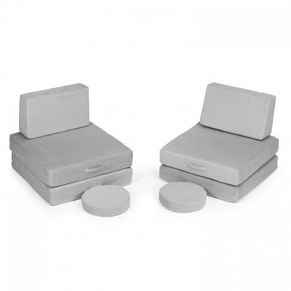 Canapea extensibila modulara pentru copii, 2 locuri, 8 bucati, Ecotoys TMSRT-14 - Gri