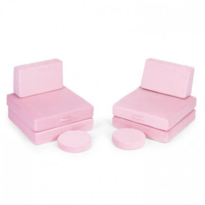 Canapea extensibila modulara pentru copii, 2 locuri, 8 bucati, Ecotoys TMSRT-14 - Roz