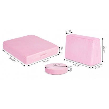 Canapea extensibila modulara pentru copii, 2 locuri, 8 bucati, Ecotoys TMSRT-14 - Roz