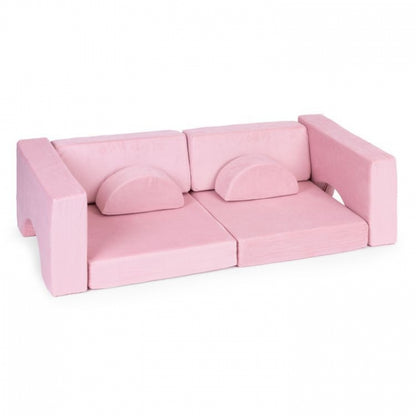 Canapea extensibila modulara pentru copii, 2 locuri, 8 bucati, Ecotoys TMSRT-13 - Roz
