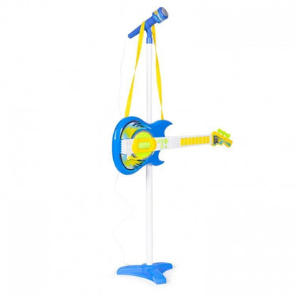 Chitara electrica si 2 microfoane pentru copii Ecotoys HC342076 - Albastru