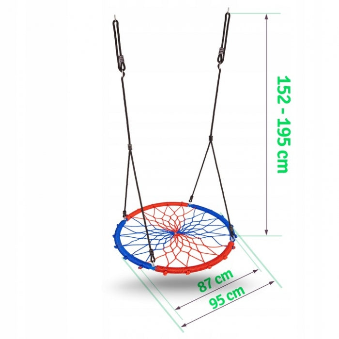 Leagan tip cuib pentru copii XXL, 95 cm, 150 kg, Neo-Sport 1070, Rosu Albastru