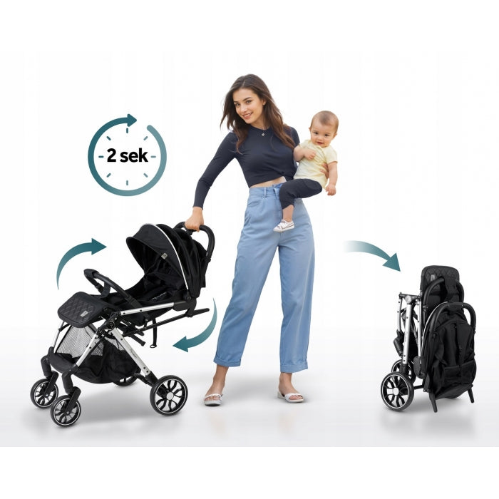 Carucior sport pentru copii, 78 x 33 x 104 cm, Nukido Paseo 716000 - Negru