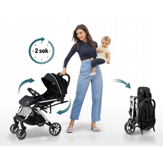 Carucior sport pentru copii, 78 x 33 x 104 cm, Nukido Paseo 716000 - Negru