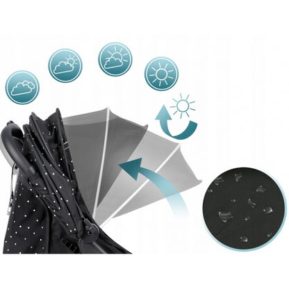 Carucior sport pentru copii, 78 x 33 x 104 cm, Nukido Paseo 716001 - Negru cu auriu