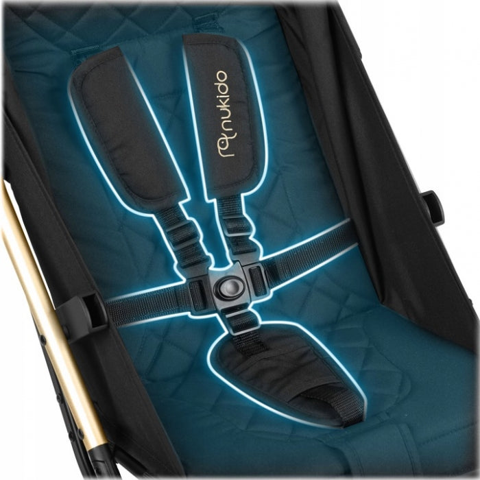 Carucior sport pentru copii, 78 x 33 x 104 cm, Nukido Paseo 716001 - Negru cu auriu