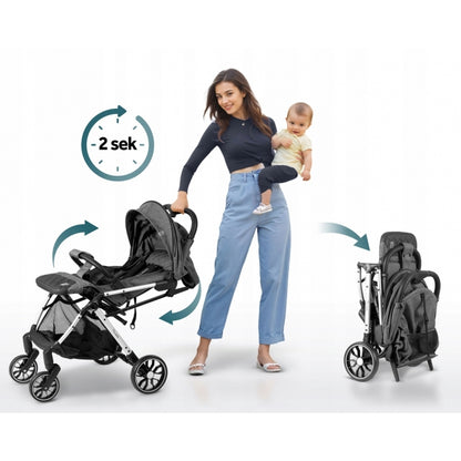 Carucior sport pentru copii, 78 x 33 x 104 cm, Nukido Paseo 716002 - Gri