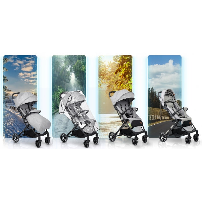 Carucior sport pentru copii, 78 x 33 x 104 cm, Nukido Paseo 716003 - Gri deschis