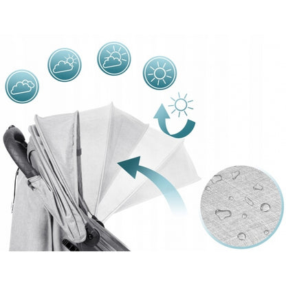 Carucior sport pentru copii, 78 x 33 x 104 cm, Nukido Paseo 716003 - Gri deschis