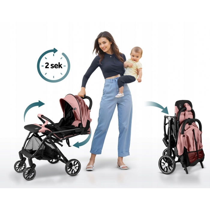 Carucior sport pentru copii, 78 x 33 x 104 cm, Nukido Paseo 716004 - Roz