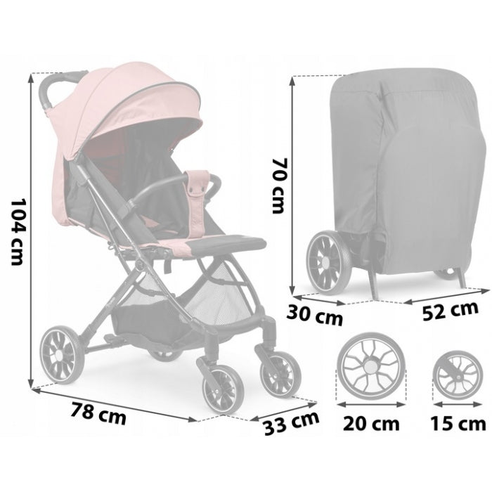 Carucior sport pentru copii, 78 x 33 x 104 cm, Nukido Paseo 716004 - Roz