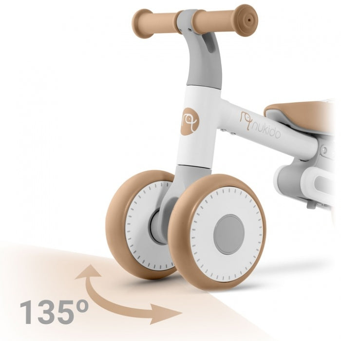 Bicicleta fara pedale pentru copii, 51 x 18.5 x 36 cm, roti EVA, Nukido NK-603 - Alb